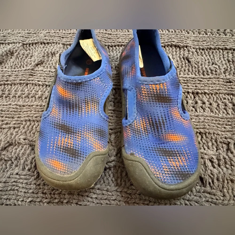 Kids Slip-On Water Shoes in Blue & Orange Toddler Size 10